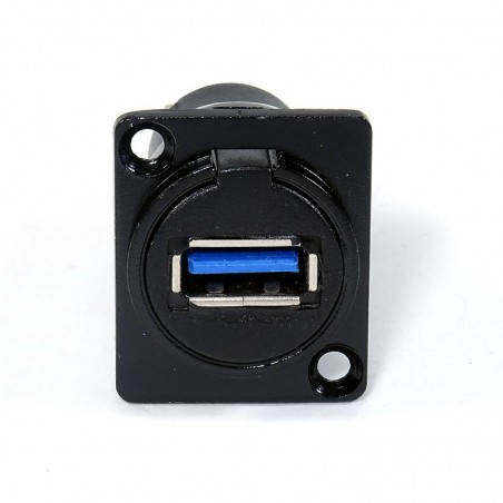 Black USB 3.0 Panel Pass Through Socket Mount - Arcade Express